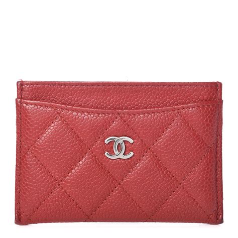 chanel card holder red caviar|CHANEL Caviar Quilted Card Holder Red .